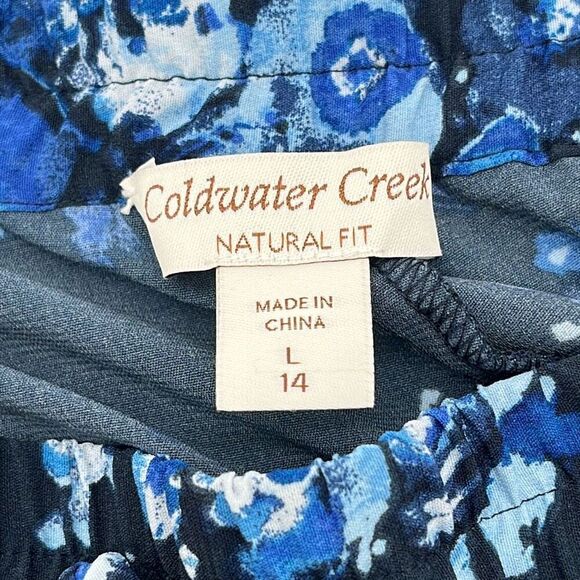 NWT COLDWATER CREEK Pants Womens Large Navy Floral Ankle Natural Fit Drawstring - Picture 5 of 15